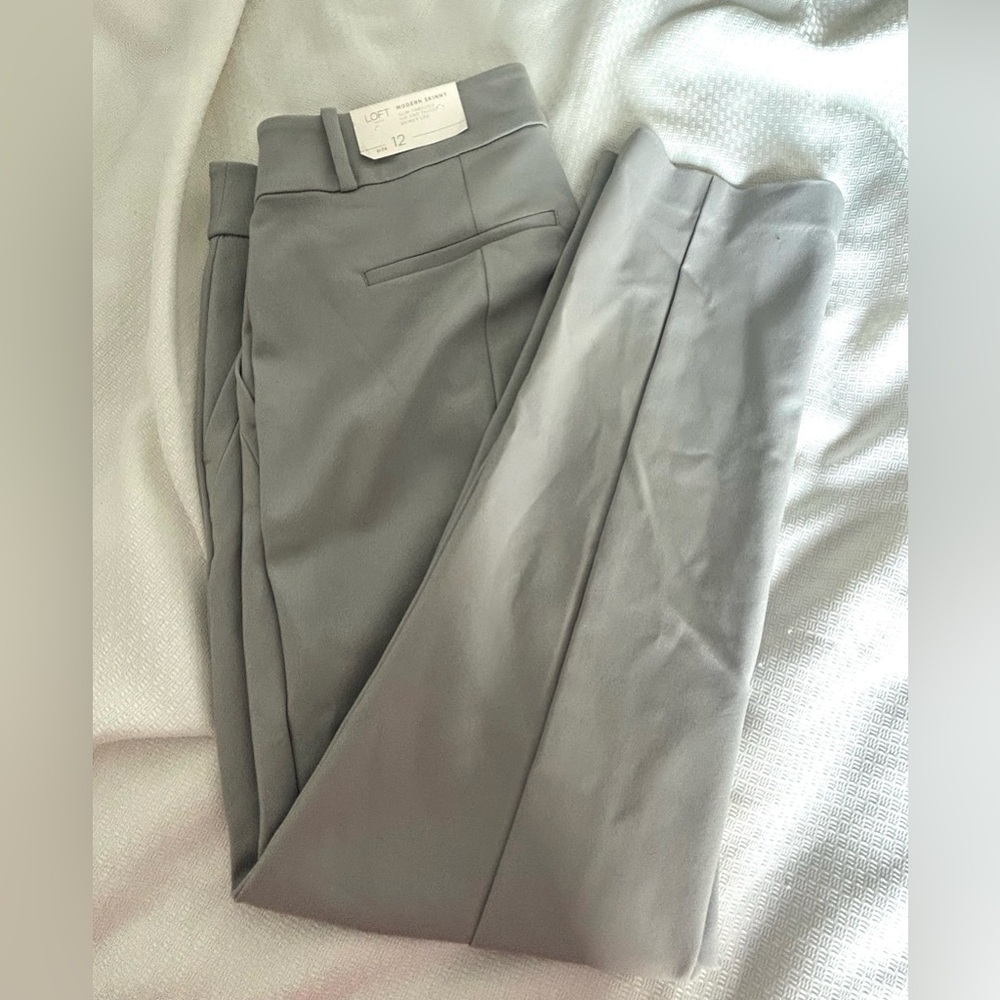 LOFT Modern Skinny Ankle Light Gray Tailored Pants